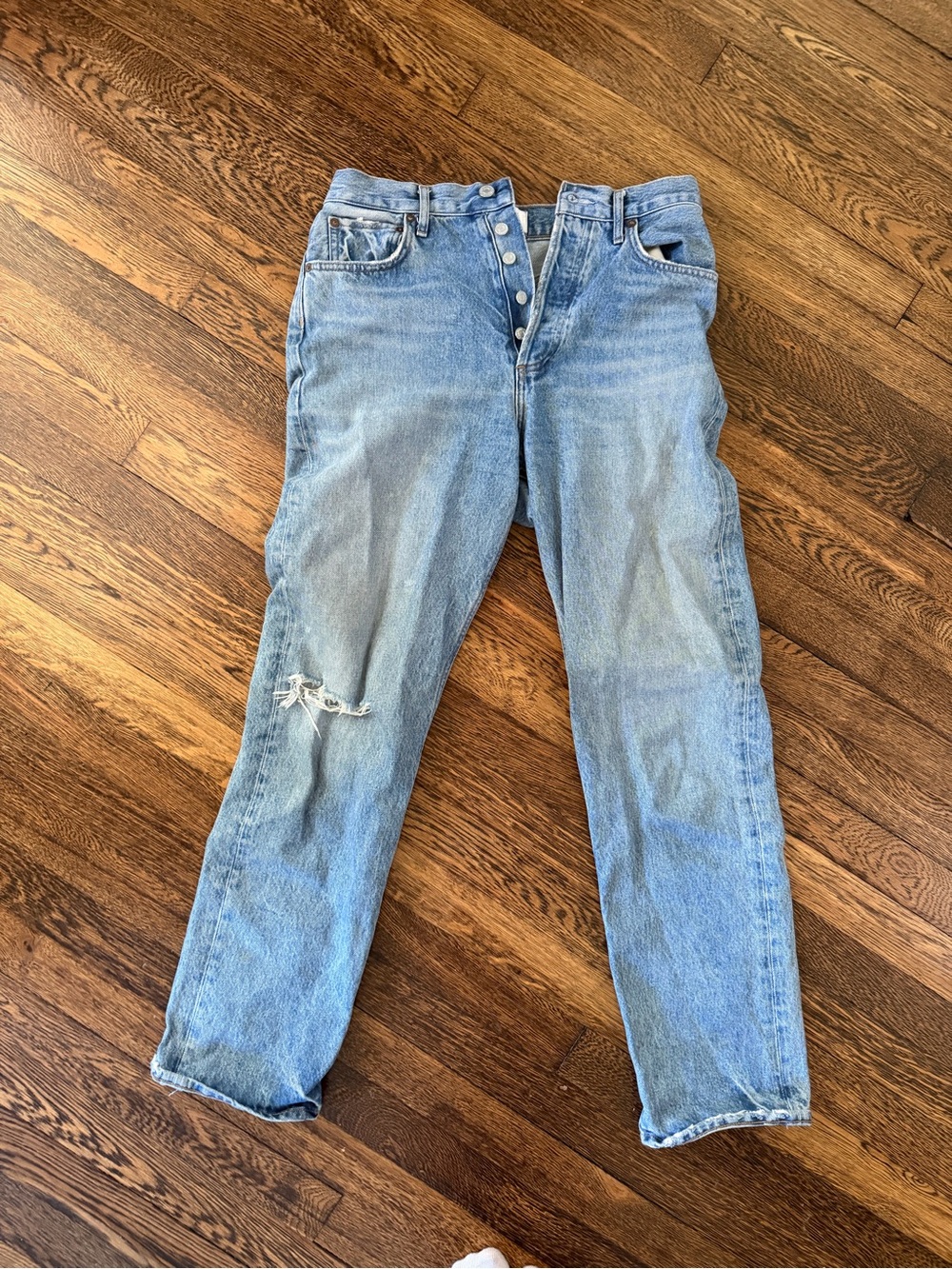 Agolde Light Wash High-Rise Straight Jeans